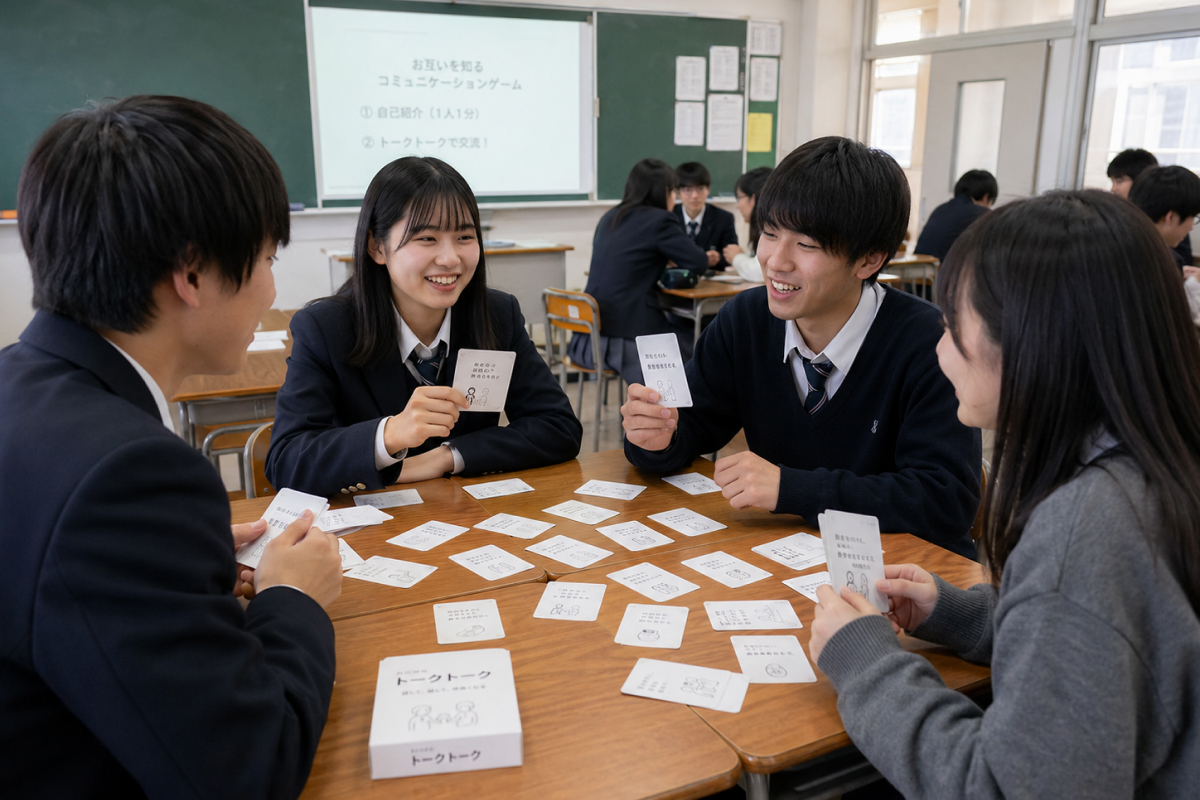 学校・ゼミ・部活で輪になって話す学生
